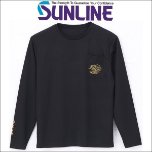 画像1: (26%引) サンライン 獅子DRY ドライ ロングTシャツ 3L 4L ブラック ステータス フィッシング 吸水速乾 虫よけ加工 ウエア 磯釣り 鮎 船 SUW-04205LT (1)