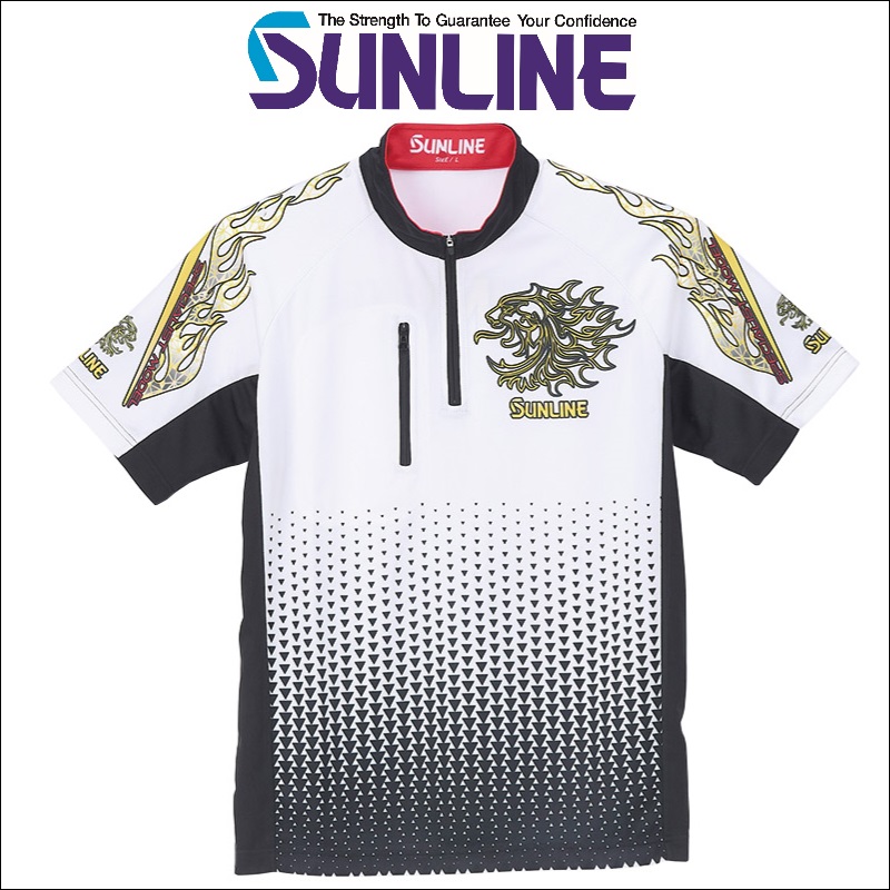 サンライン 獅子ジップシャツ（半袖） SUW-04216CW ライトグレー サイズ M